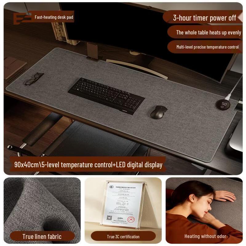 Handun Cotton Linen Heated Desk Mat