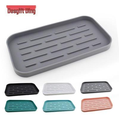 Silicone Draining Mat: Kitchen & Bathroom Sponge and Soap Holder