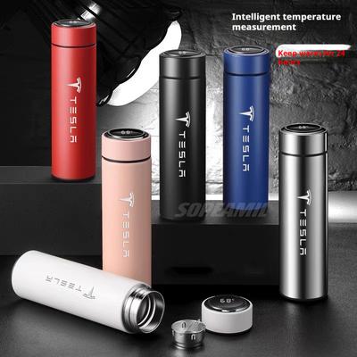 AAAIQ1 500ML Auto Thermosbecher Wasserflasche Temperaturanzeige Vakuum-Thermoskanne Für Model 3 Model Y Model S Model X Roadster