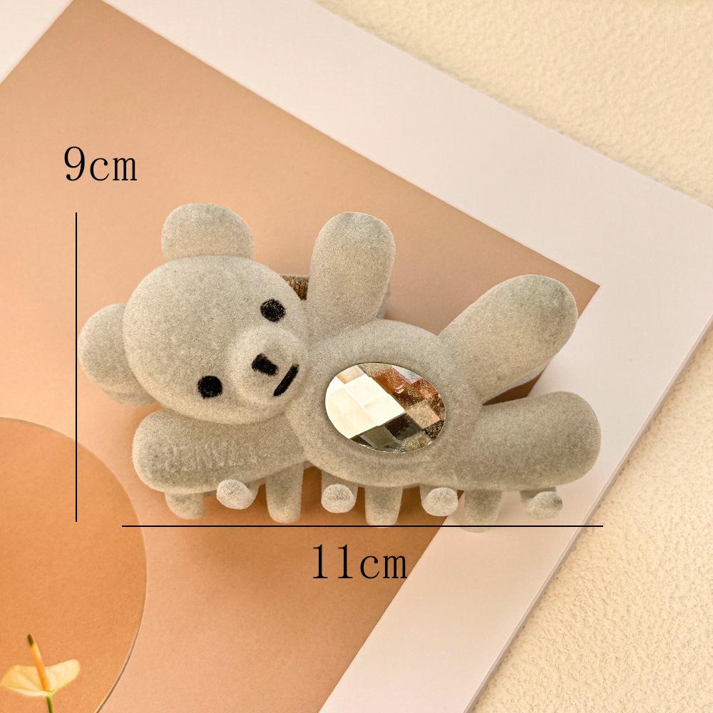 

New Autumn Winter Cute Flocked Waving Bear Hair Clip High Appearance Diamond Hair Claw Clip Fashion Hair Accessories Women Girls