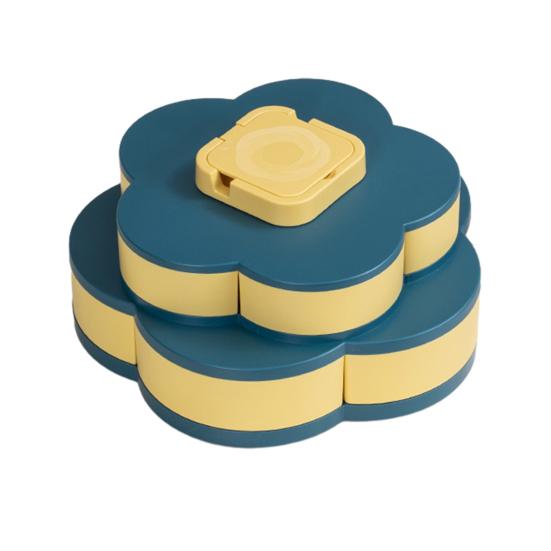 Single/Double Layer Rotating Snack Box with Lid 10 Compartment Divided Serving Tray Party Appetizers Smooth Swivel Lazy Susan Organizer