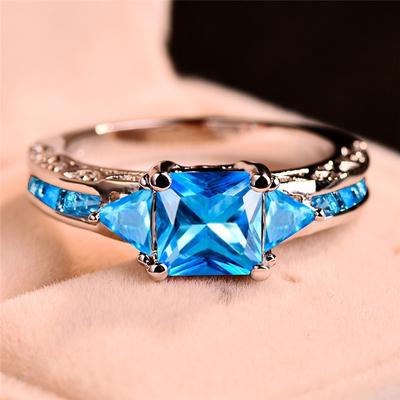 18k Yellow Gold Plated Women Wedding Princess Cut White Sapphire Ring 7