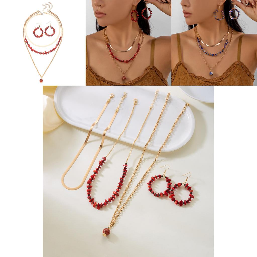 Modern Retro Pendant Jewelry Collection With Alloy Crushed Stone For Women