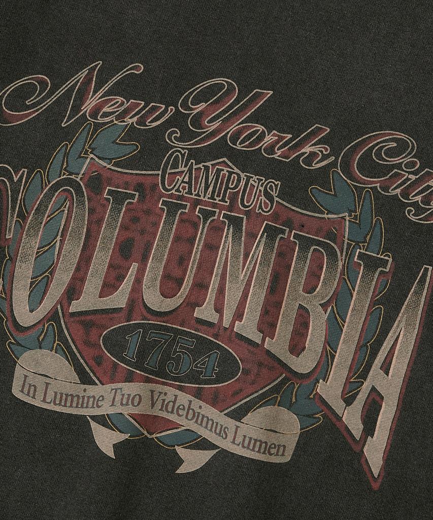 COLUMBIA UNIVERSITY Campus Washed Fleece Crew Neck_Charcoal