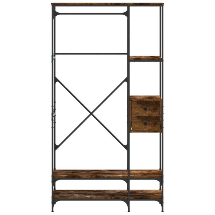 VidaXL Clothes Rack with Shelves Smoked Oak Engineered Wood, Coat Rack, Clothes Rail, Garment Rack, 847861