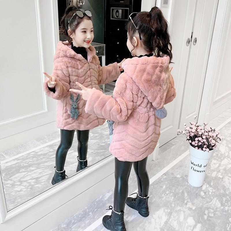 Palton Fata Toamna Iarna Copii Îngroșat Călduș Moda Fetiță Blană Faux