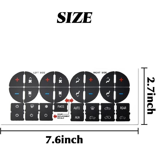 TIHOOD 3PCS A/C Dash Button Repair Kit Sticker Fit Replacement Adhesive for Ruined Faded Auto Climate Control Decals