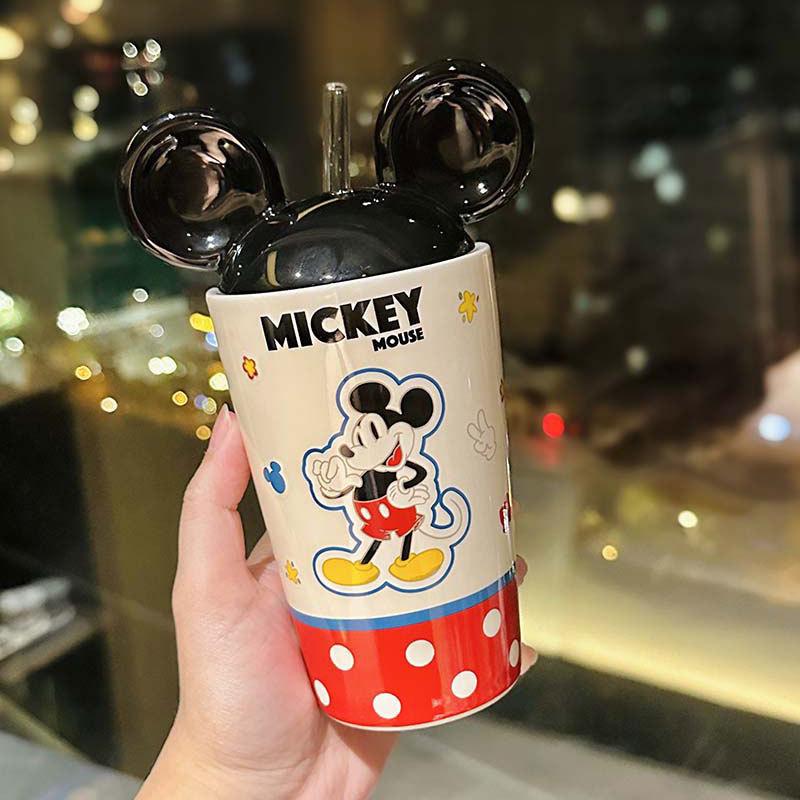 Cartoon Mickey und Minnie Geformte Keramiktasse Paar Kleines Geschenk Strohbecher Heim Frühstückstasse Souvenir