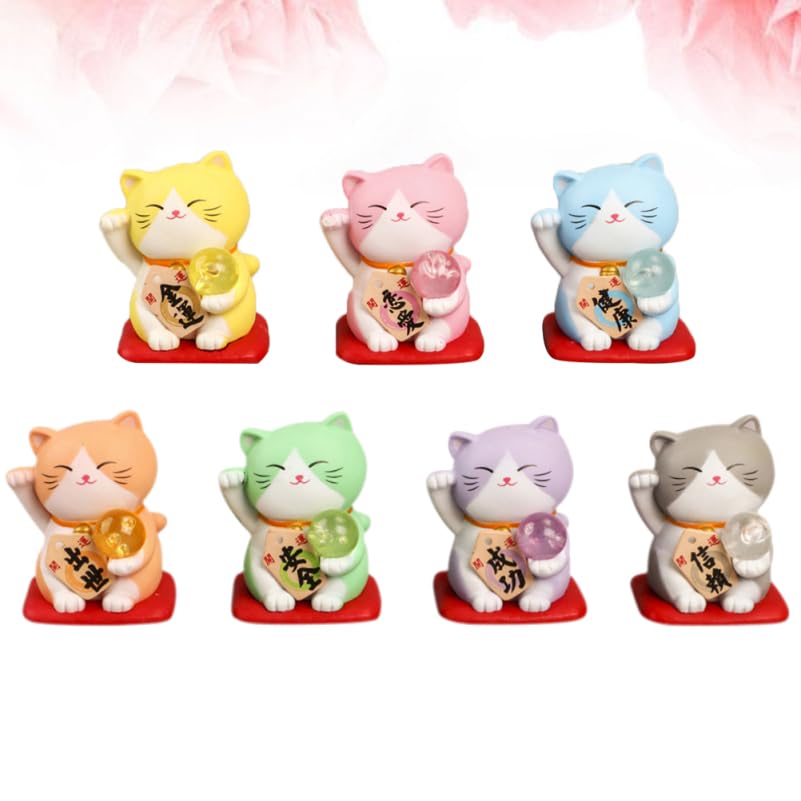 Holibanna Lucky Cat Stylish Interior Decoration for or Office 7-Piece Ornament, Car, Home,