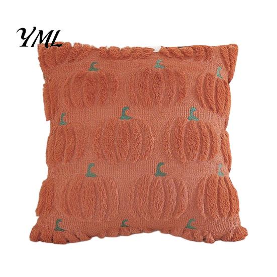 Farmhouse Fall Pillow Covers Plush Pumpkin Cushion Cover, Halloween Throw 18 X Inches Maple Leaf Case for Sofa Couch Cozy Decor Unique Home