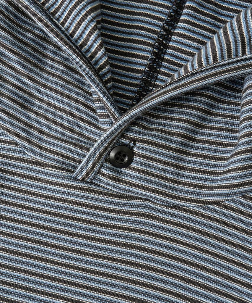 Multi-Stripe Long-Sleeve Hoodie [Blue Charcoal]