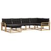 Outdoor Sofa Set with Cushions 6 Pcs White and Black