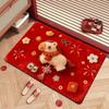 Cute Horse Pattern New Year Door Mat Red Bath Mat Soft Non-slip Door Carpet Home Decorations