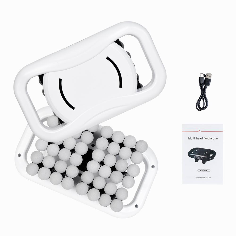 Electric 48-head Fascia Gun High Frequency Vibration Body Fascia Massage Gun Back Waist Massager Neck Shoulder Fascia Masajeador 1pcs-white