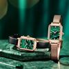 ROMITIME Women's Square Green Dial Quartz Leather Watch