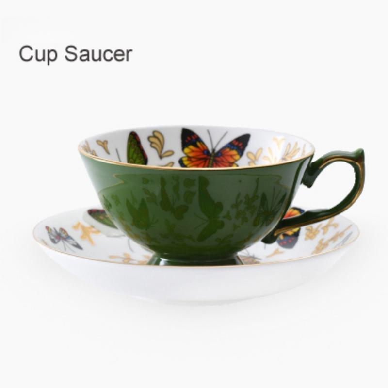 

European Light Luxury Coffee Cups British Afternoon Tea Cups Bone China Butterfly Gold Tea Ceramic Black Tea Cups and Saucers