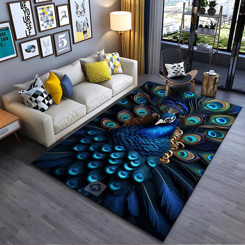 

Peacock Pattern Area Rug - Elegant Blue Design for Living Room Decor Suitable for use as an anti-slip for living room bedroom sofas 40x60cm( 15x23in )