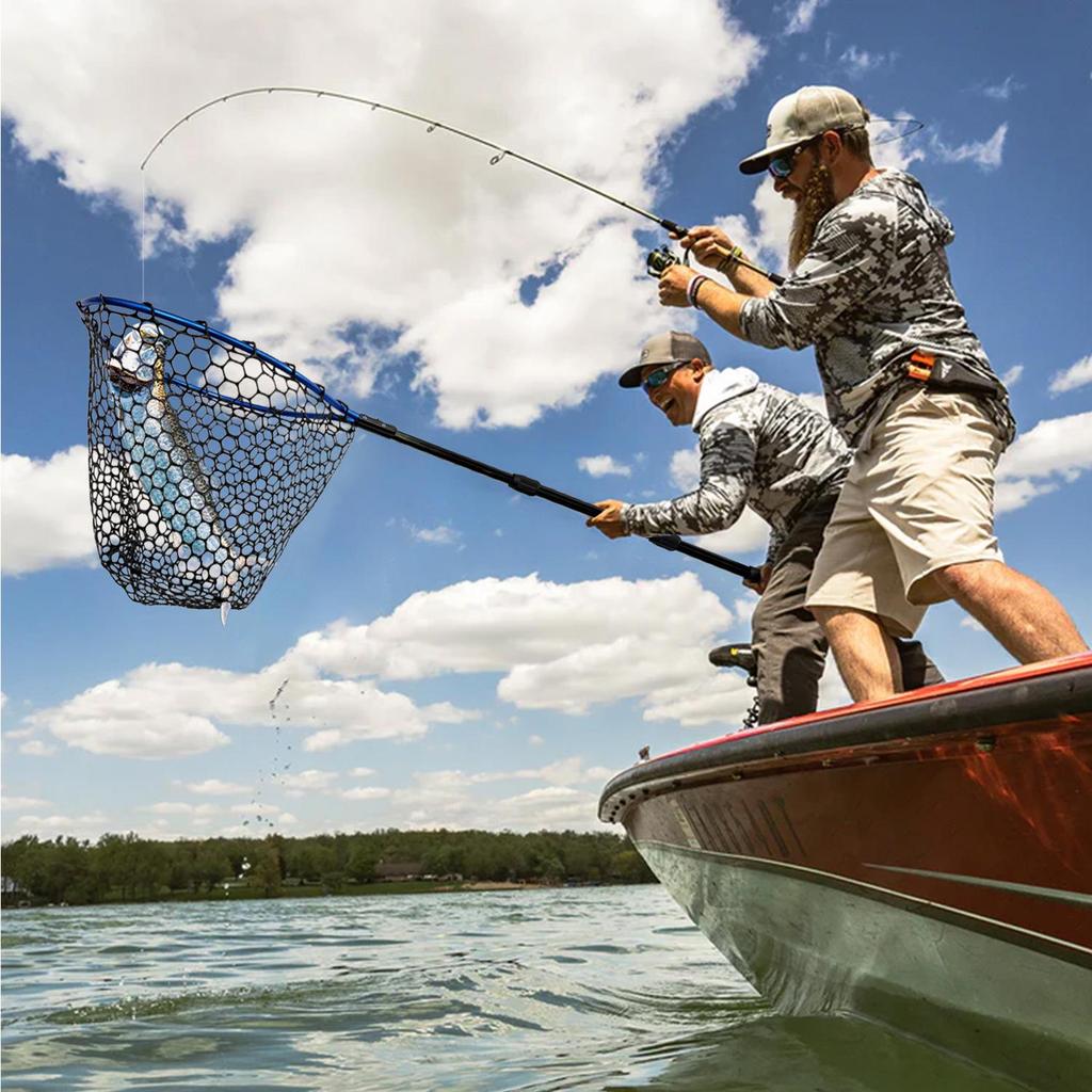 Xipruo Portable Large Hand-held Fishing Net with Silicone Bag & Aluminum Rod for Sea and Raft Fishing