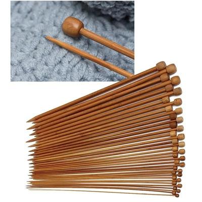 36PCS 18 Size Carbonized Bamboo Crochet Single Pointed Knitting Needles Sweater Needle with A Full Set of Beads Home Supplies