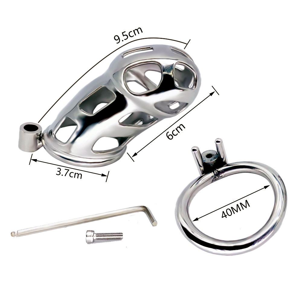 CB Chastity Lock for Men Stainless Steel Penis Cage Adult Sex Toy Cock Cage Cockring BDSM   Game Slave Fetish Cockring