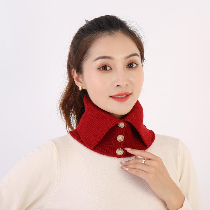 Autumn and winter new fashion men's and women's high neck buttons woolen snood warm knitted fake collar neck pads head and neck covers
