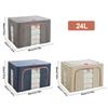 3Pcs Stackable Storage Boxes Reusable Linen Carrying Container Waterproof Closet Zippers Container for Holiday Decorations Books