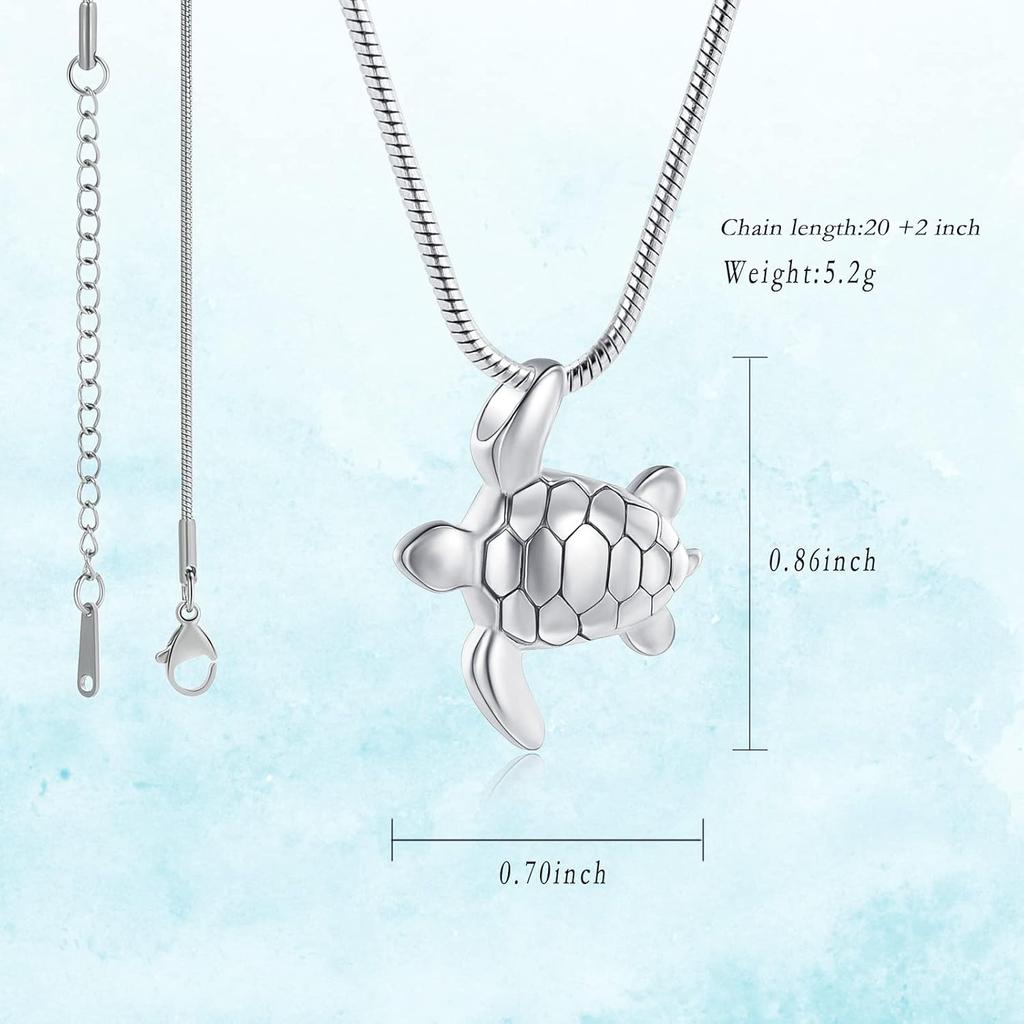shajwo Sea Turtle Cremation Urn Necklaces for Ashes Stainless Steel Animal Urn Keepsake Jewelry Pendants for Men Women