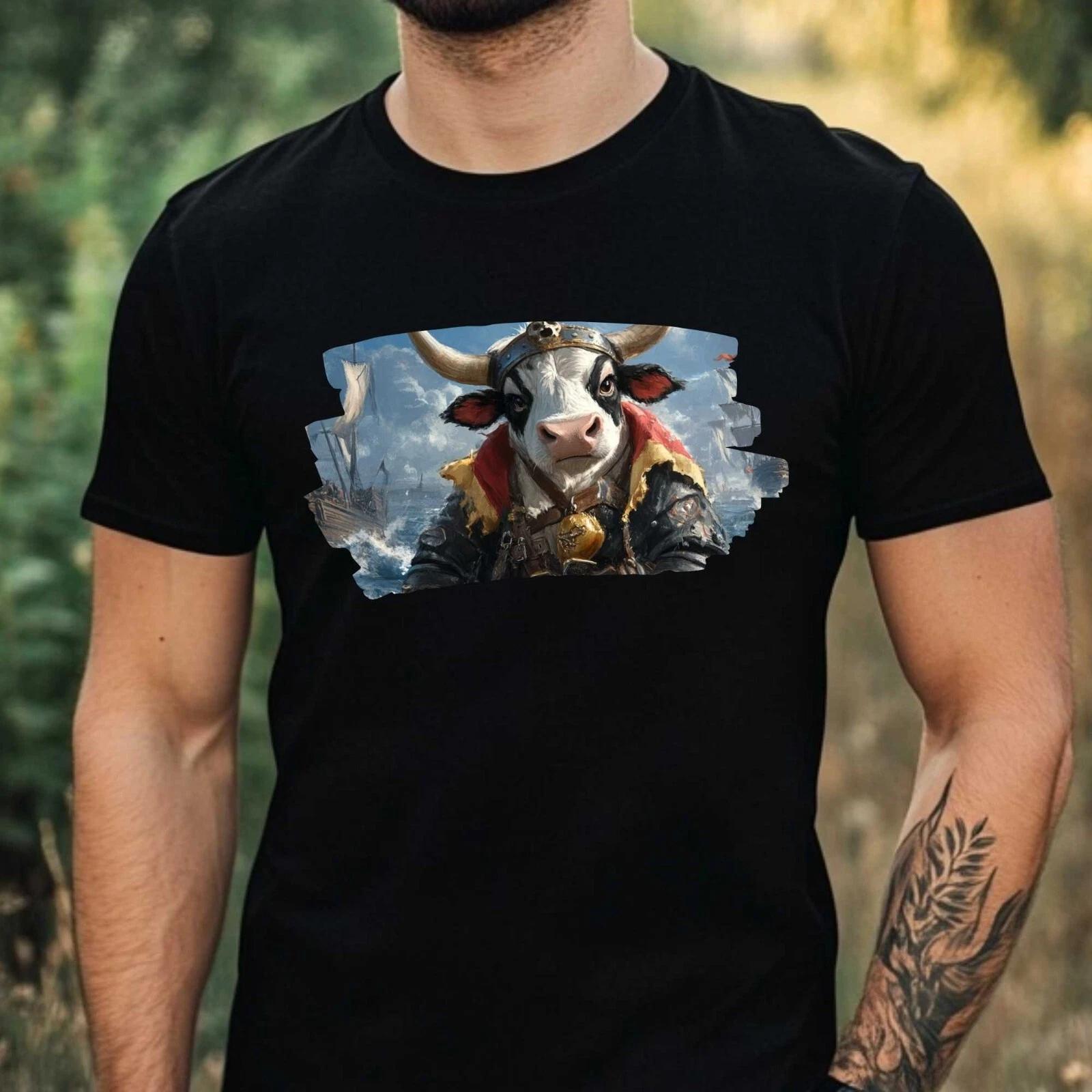 T-Shirt Herren Piraten Kuh Motiv Baumwolle Größe XS bis 5XL XL