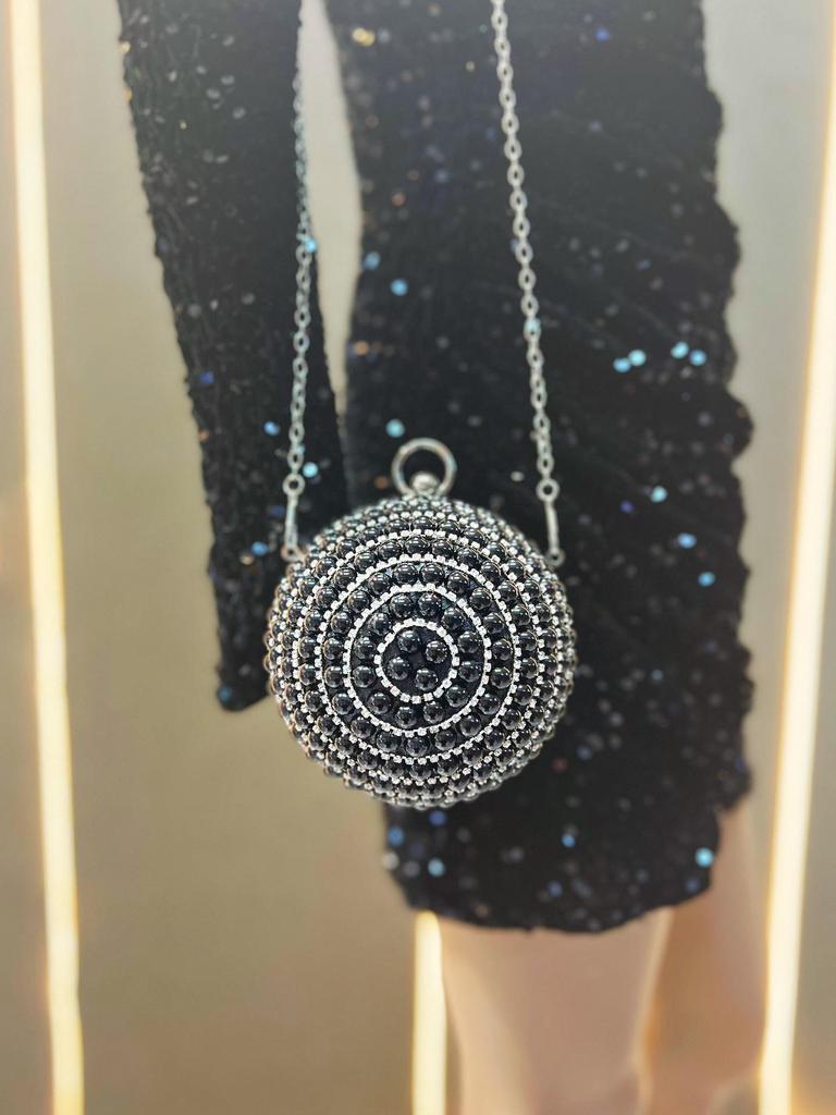 Pearl Rhinestone Spherical Evening Handbag