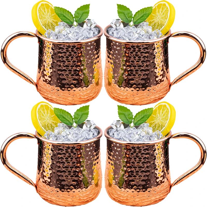 3 Stück Cocktail-Weinglas Moscow Mule Becher Edelstahl Gehämmert Kupferplattiert Bierbecher Kaffee Barwerkzeuge Trinkgeschirr für Ramadan