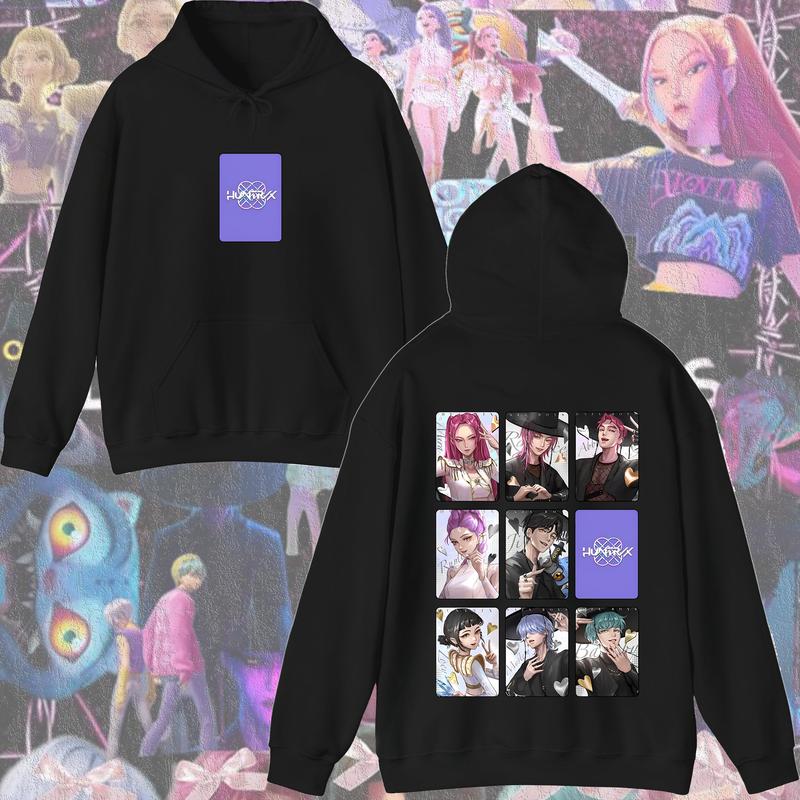 KPop Devil Hunter Sweatshirt Hooded Children's Spring and Autumn Outfit Rumi Mira Zoey Cartoon Anime Girl Long Sleeved Top