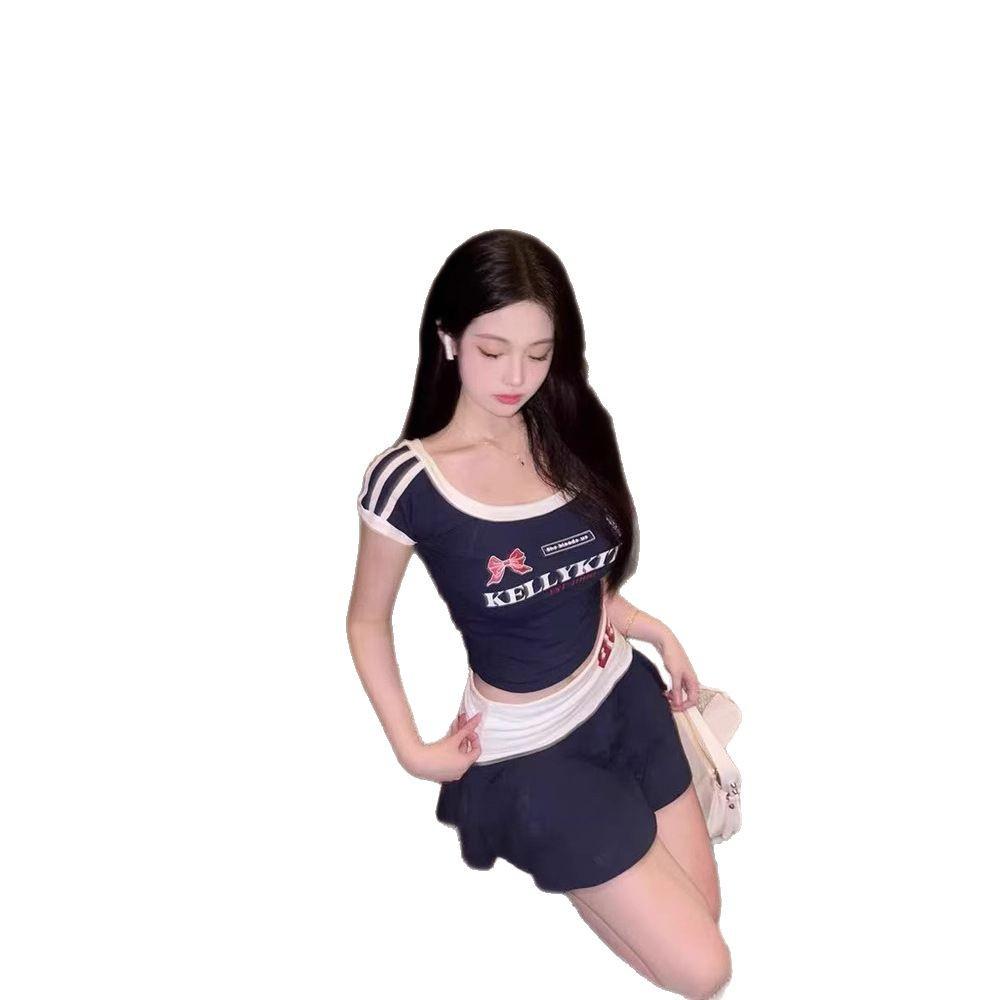 Women's Summer 2025 Retro U-Neck Short Sleeve T-shirt: Hot Girl Casual Street Style, Wear Two Ways