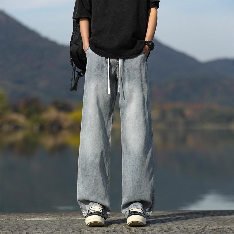 

Летние ретро джинсы мужские новый стиль свободные прямые молодые широкие повседневные брюки 3XL
