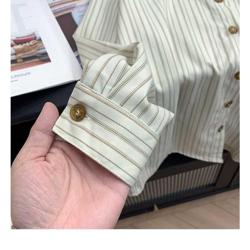 Spring Autumn Niche Design Sense Striped Small Loose Shirt Blouses & Shirts