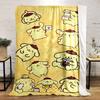 Cute yellow dog characters with berets in playful and cozy activities. for all seasons blanket lunch break throw gift