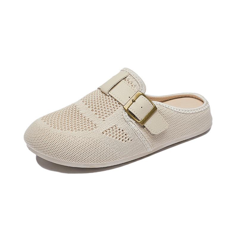 New Summer Small White Shoes Korean Style Female Student Lazy Person Pedals Half-support Casual Shoes Street Shot