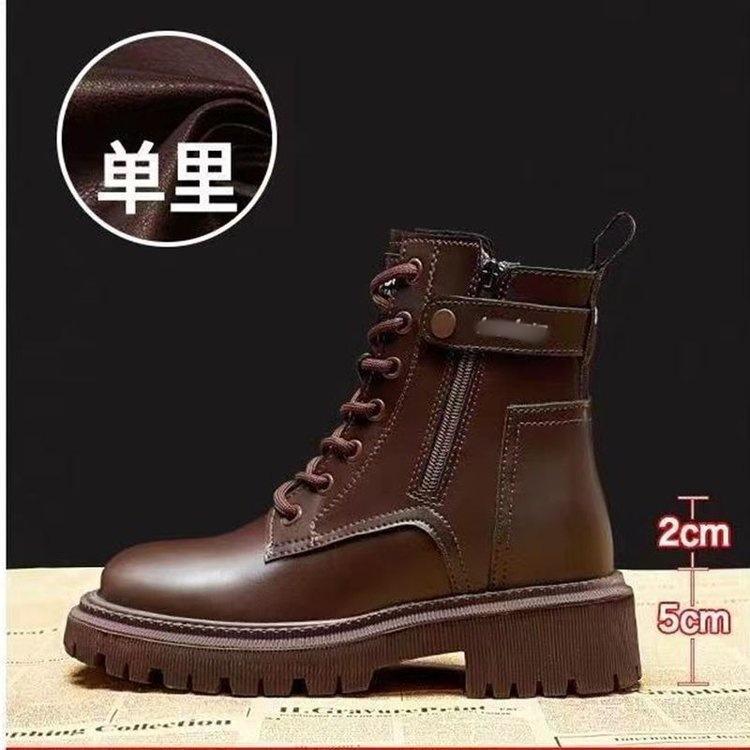 Martin Boots Women's British Style 2025 New Autumn and Winter Velvet Small Inner Heightening Platform Short Boots Retro Locomotive Boots