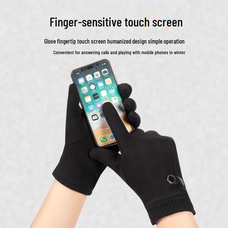 Men's Winter Windproof Cycling Gloves with Touchscreen Compatibility and Velvet Cuff