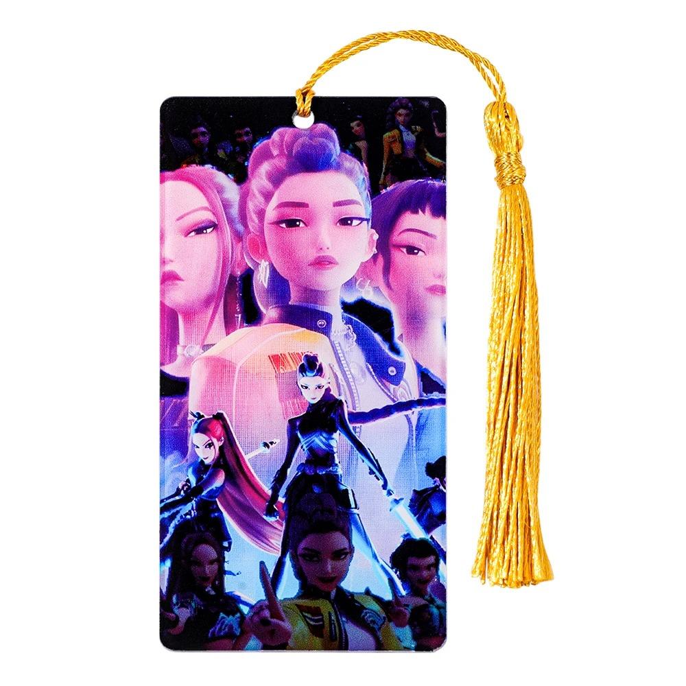 K-Pop lovci démonů Akrylové záložky s třásní Kreslené téma Dekorativní literární dárky pro milovníky čtení a fanoušky knih