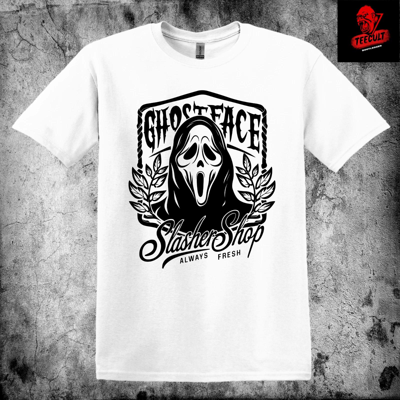 Men s and Women s T-shirts Ghostface Scream Slasher Shop Horror Movie Halloween Unisex XXL