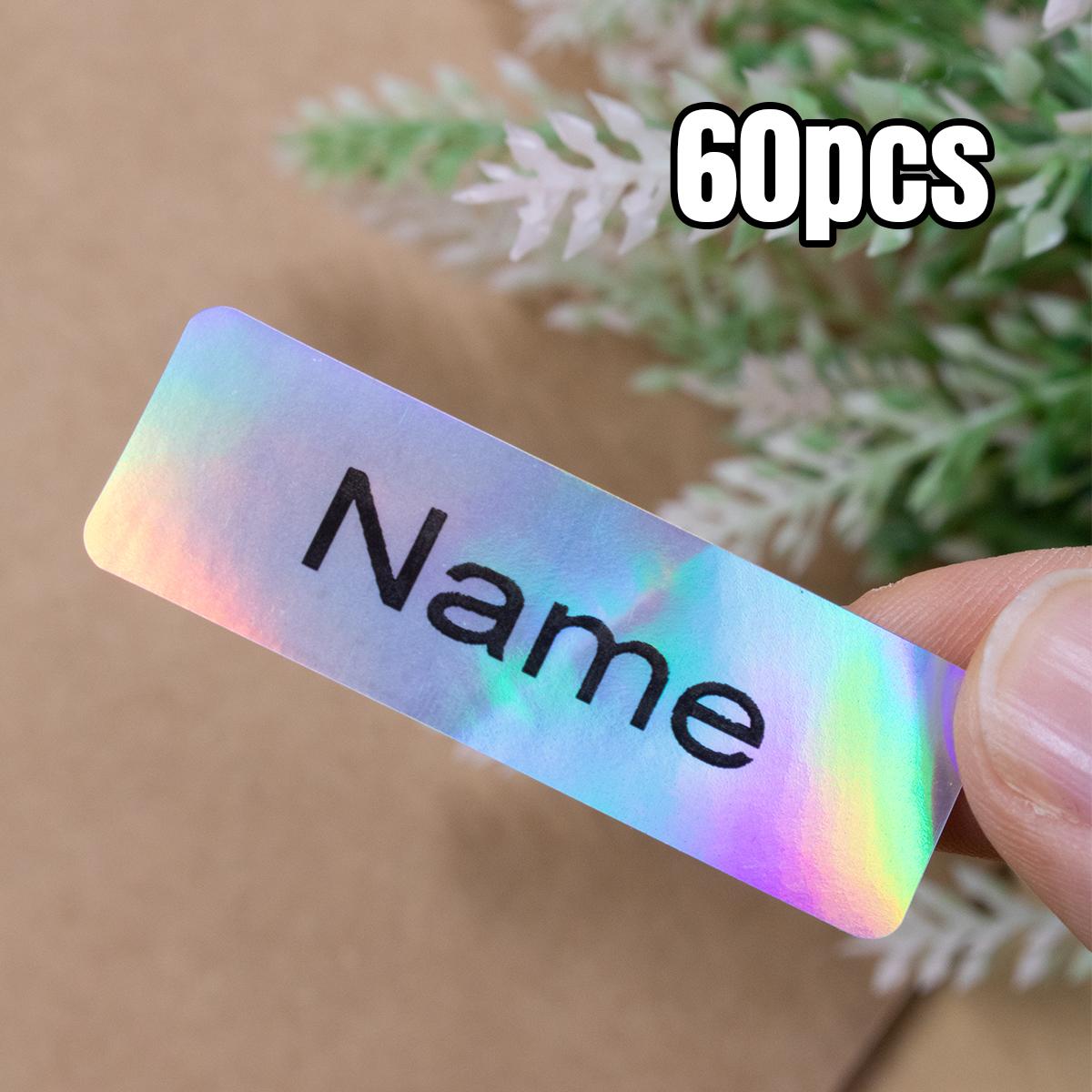 60Pcs Custom Name Stickers, Personalized Holographic Label Stickers, Custom Stickers For Water Bottle Laptop Phone Packaging,