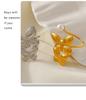 European & American Luxurious Titanium Steel Imitation Pearl Flower Ring – 18K Gold, Colorfast, Open & Adjustable – Fashionable Earrings Included