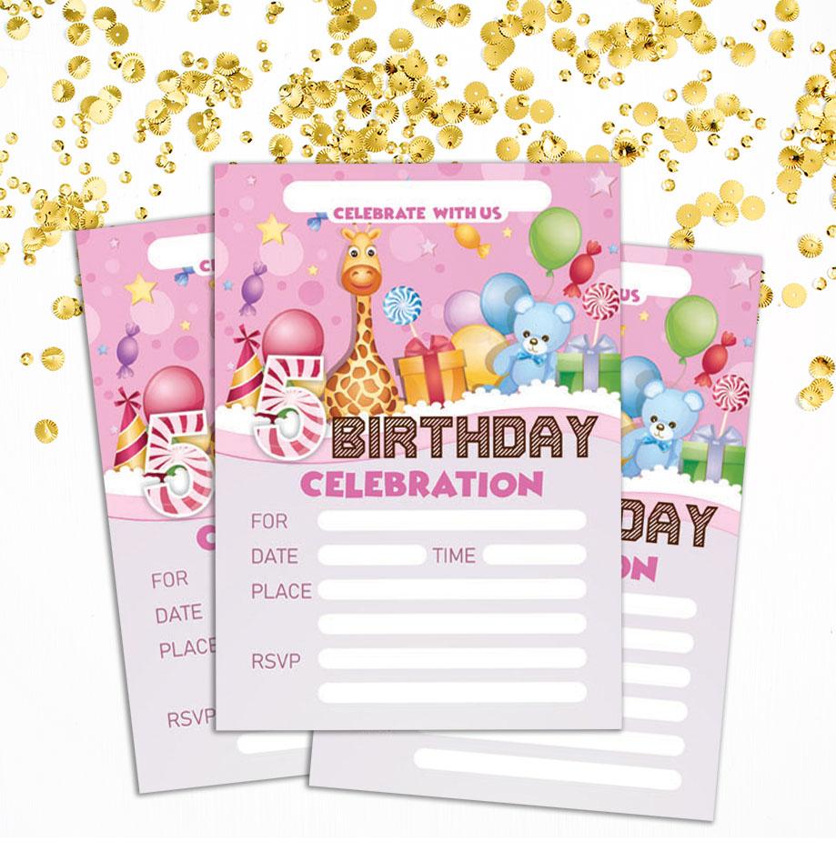 Darling Souvenir Rosa Geburtstagseinladungskarte 28 Stück Füllen oder Beschreiben Blanko Einladungen Druckbare Partyzubehör 5 x 7