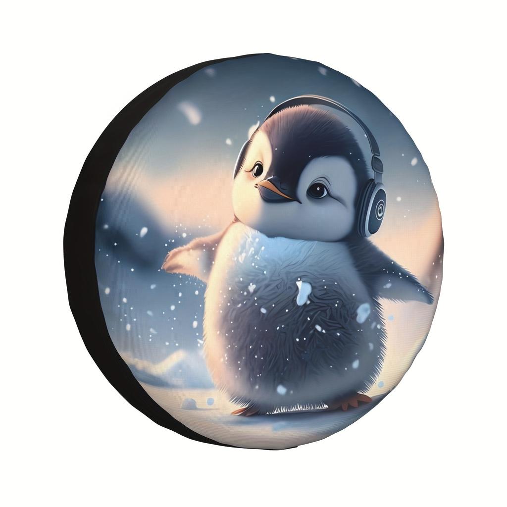 Penguin Pattern Spare Tire Cover Waterproof Dust-Proof Universal Fit for Trailer RV SUV Camper Vehicle