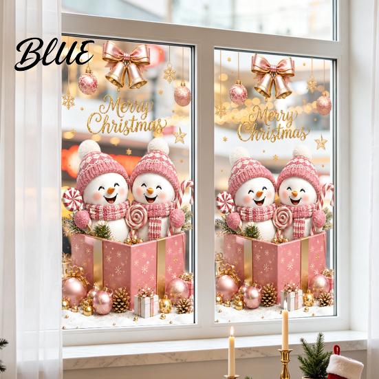 Seasonal Home Beautification Christmas Window Clings Cute Snowman Santa Penguin Reindeer Stickers for Waterproof PVC Decor Glass Reusable