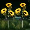 3-Head Solar Sunflower Garden Lamp: Outdoor Lawn Stake Decoration