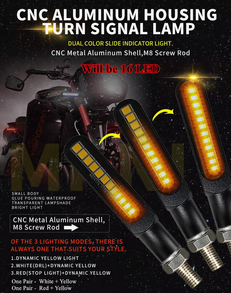 4PC Mini Motorcycle Turn Signals Light Universal Dynamic Flowing Moto Indicator