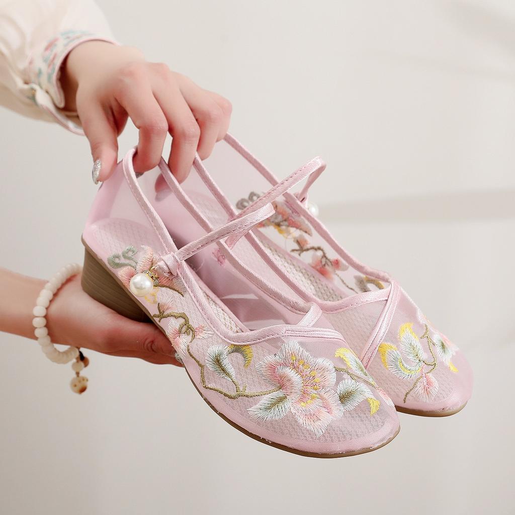 [Die Man] 2024 New Chinese style mesh cloth shoes temperament cheongsam old Beijing retro embroidered shoes ancient shoes
