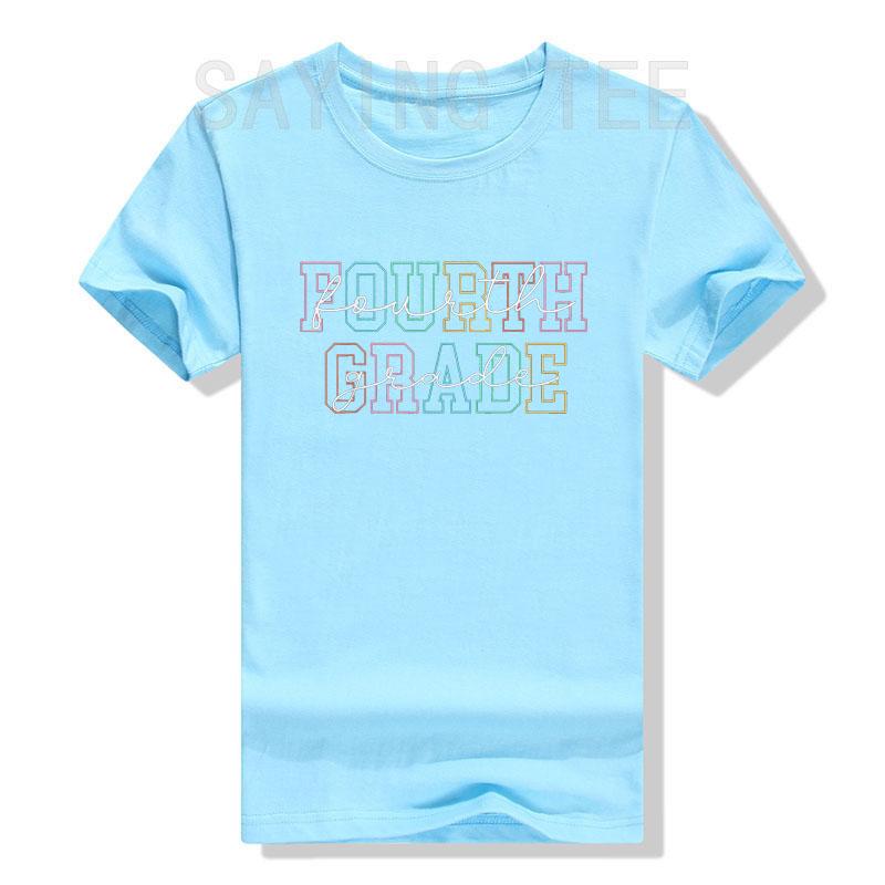 Fourth Grade Teacher Girls Boys Back To School 4th Grade TShirt First Day of School Letters Printed Saying Tee Top Novelty Gift