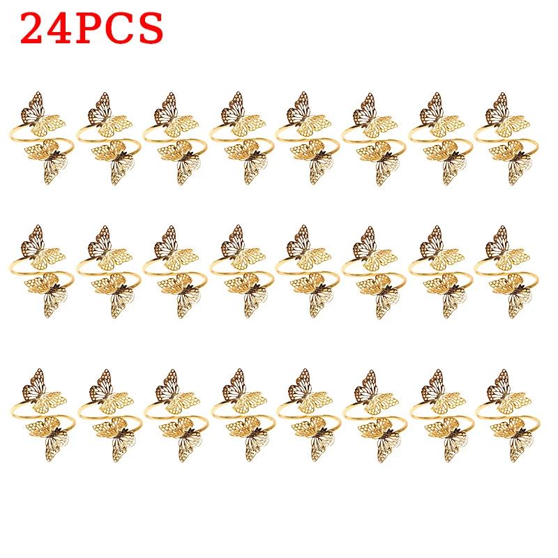 96PCS Three-dimensional hollow butterfly napkin buckle metal butterfly napkin ring hotel mouth cloth ring fashion napkin ring